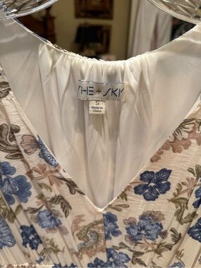 She + Sky Cream Maxi Dress with Blue Floral Print
